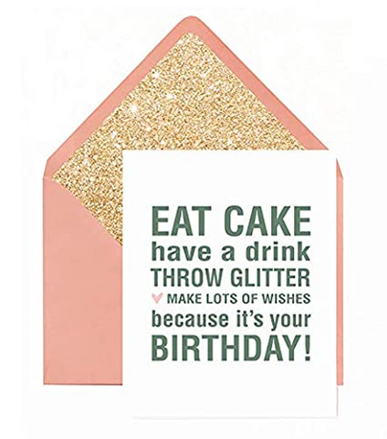 Eat Cake Throw Glitter Card