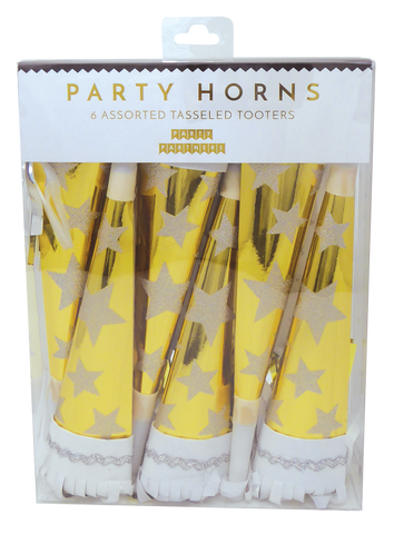 Gold with Stars Party Horns