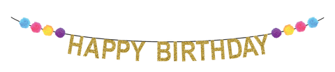Gold Glitter Happy Birthday Banner | 6FT