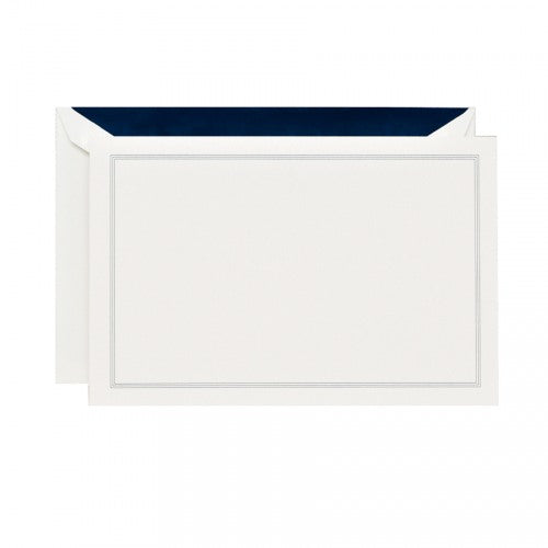 Navy Triple Hairline Cards on Pearl White