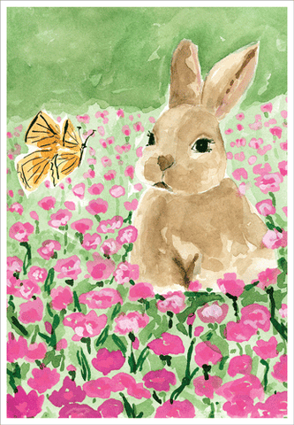 Bunny And Butterfly - Easter Card