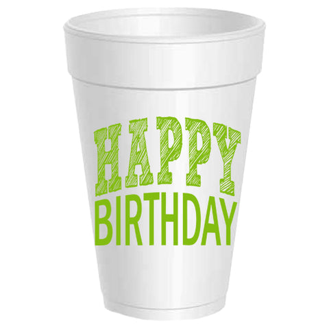 Happy Birthday Sketch Foam Cups - 10CT