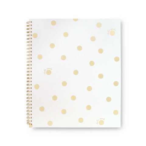 Large Spiral Notebook | Gold Dot With Script