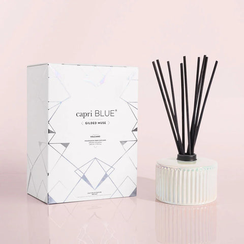 7.75 fl oz Volcano White Opal Gilded Reed Diffuser