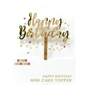 Gold Happy Birthday Mini Cake Topper
