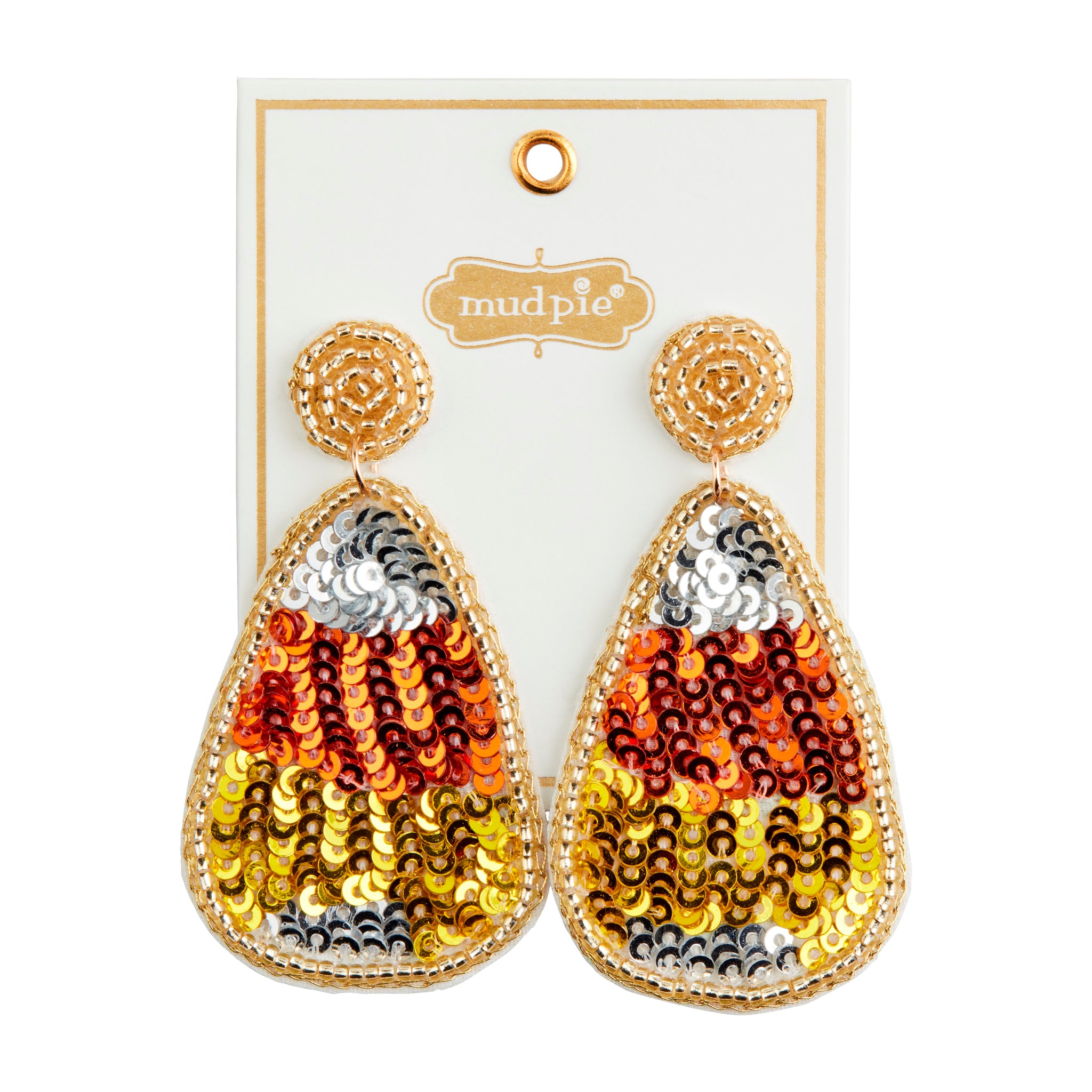 Halloween Beaded Earrings-Corn