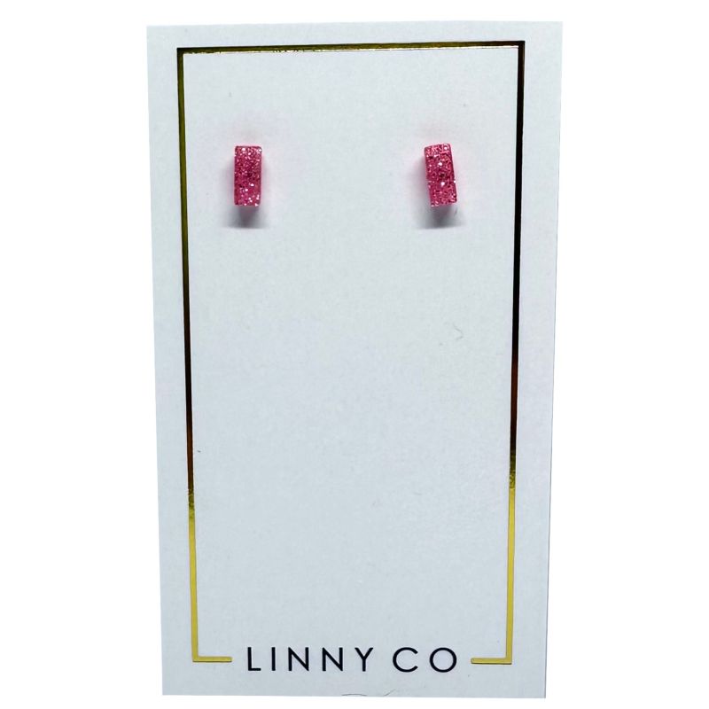 Caroline - Pink Glitter Earrings