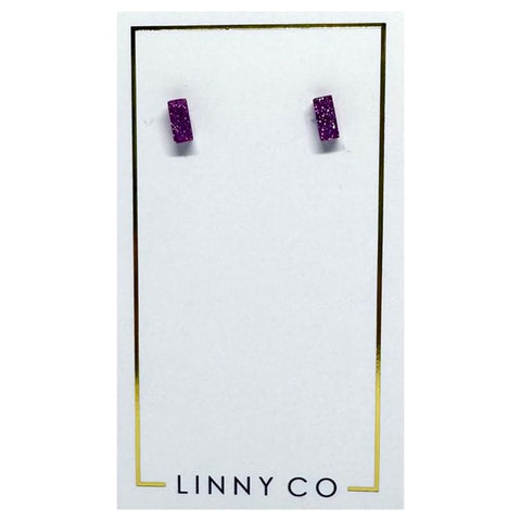 Caroline - Purple Glitter Earrings