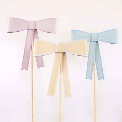 Pastel Bow Cake Toppers (x 3)