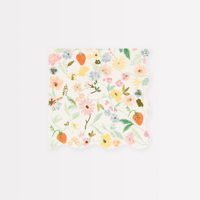 Elegant Floral Small Napkins (x 16)