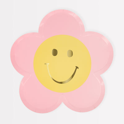 Happy Face Flower Plates (x 8)