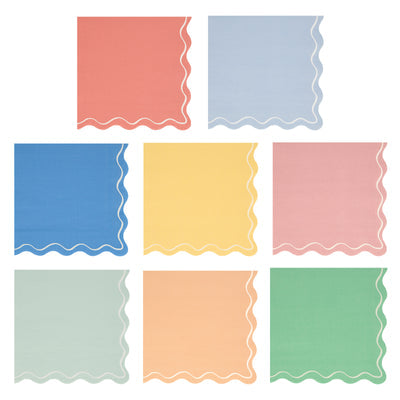 Mixed Wavy Line Small Napkins (x 16)