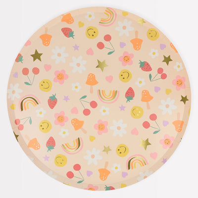 Happy Face Icons Dinner Plates (x 8)