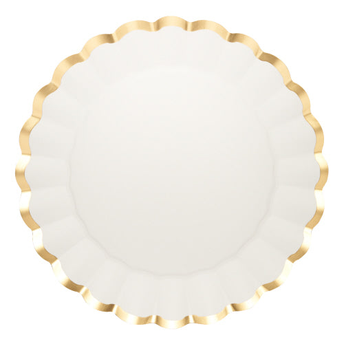 Flower Charger Plate Gold & White/8pkg