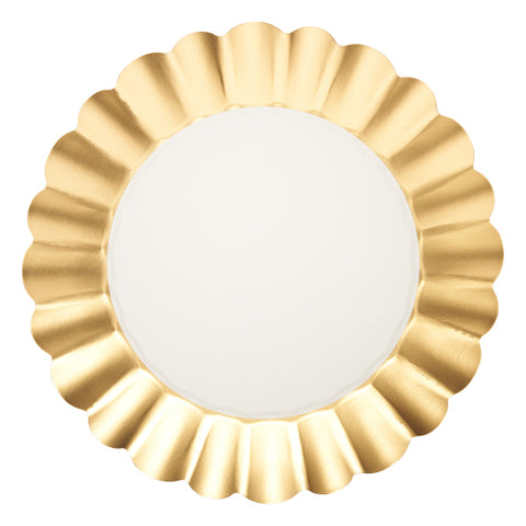 Flower Dinner Plate Gold & White/8pkg