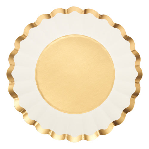 Flower Salad Plate Gold & White/8pkg