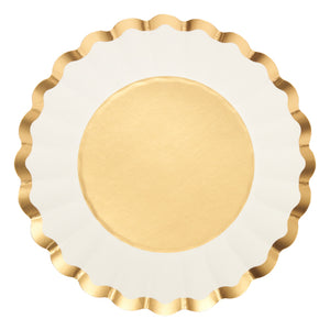 Flower Salad Plate Gold & White/8pkg