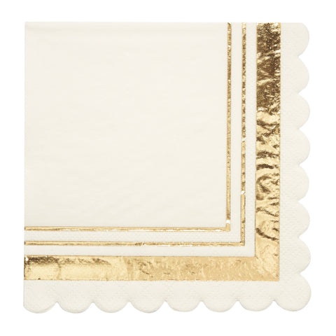 Cocktail Napkin Gold & White/20pkg