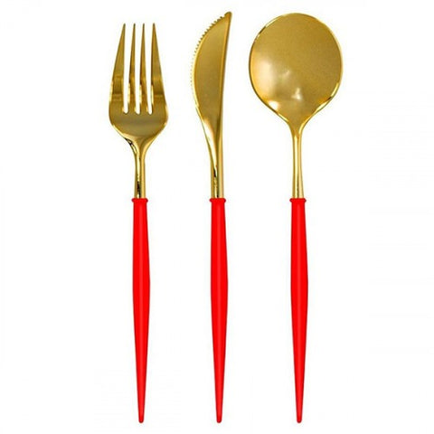 Bella Cutlery | Red and Gold 24PC