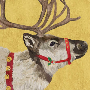 Beverage Gold Napkin - Yuletide Reindeer