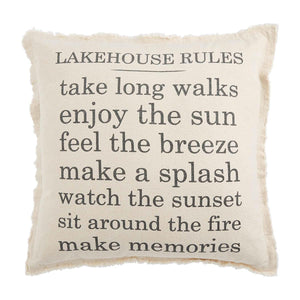 LAKE HOUSE RULES CANVAS PILLOW