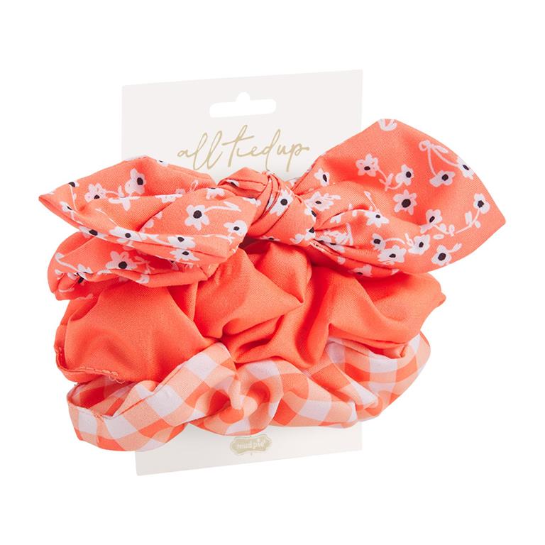 PATTERNED SCRUNCHIE SET CORAL