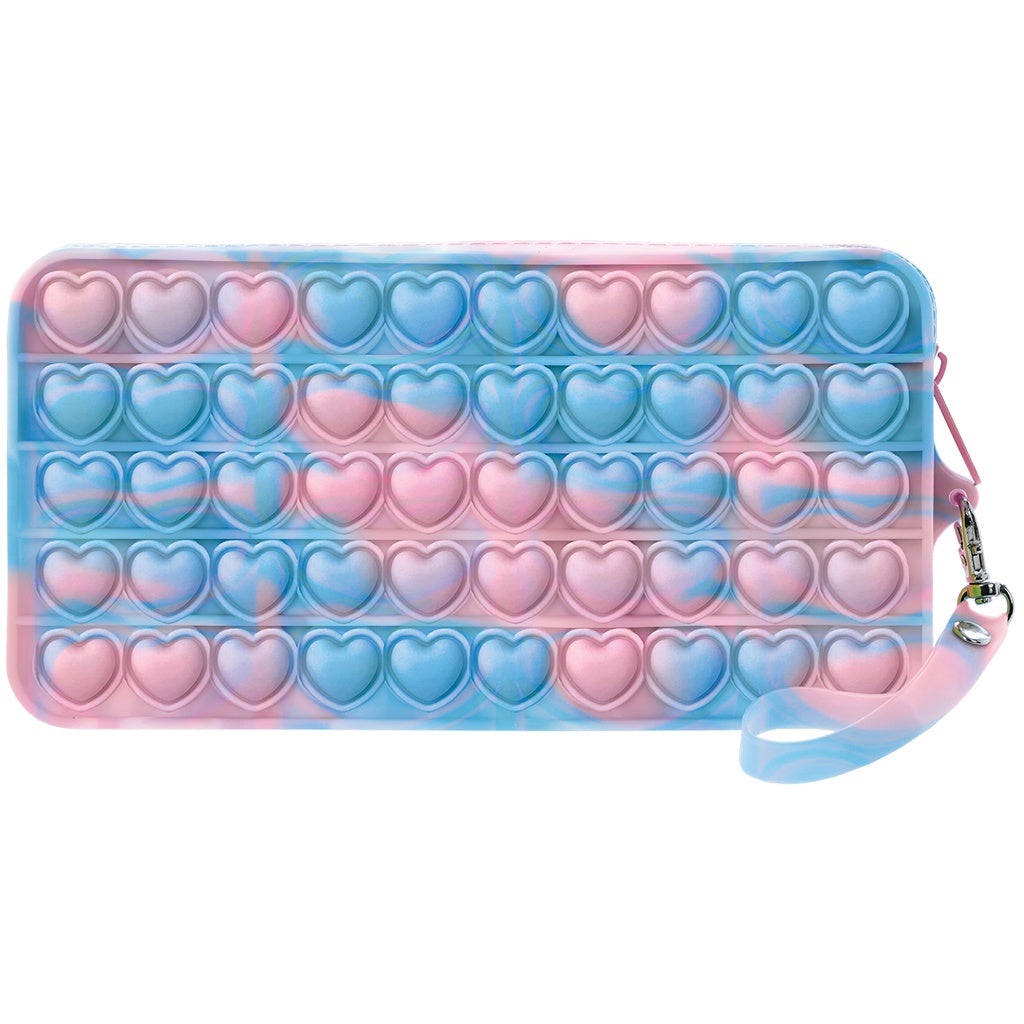 PINK AND BLUE HEART POPPER PENCIL CASE