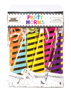 Striped Party Horns | 6 Asst