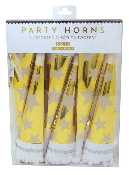Gold with Stars Party Horns