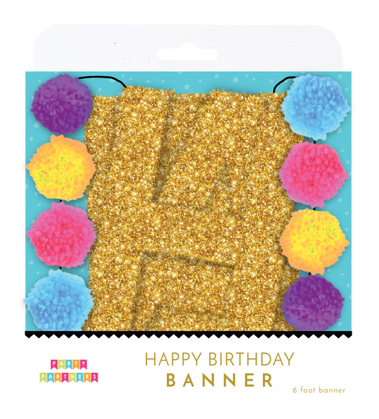 Gold Glitter Happy Birthday Banner | 6FT