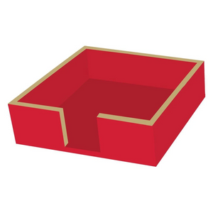 Wood Beverage Napkin Holder - Red & Gold