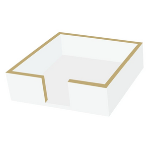 Wood Beverage Napkin Holder - White & Gold