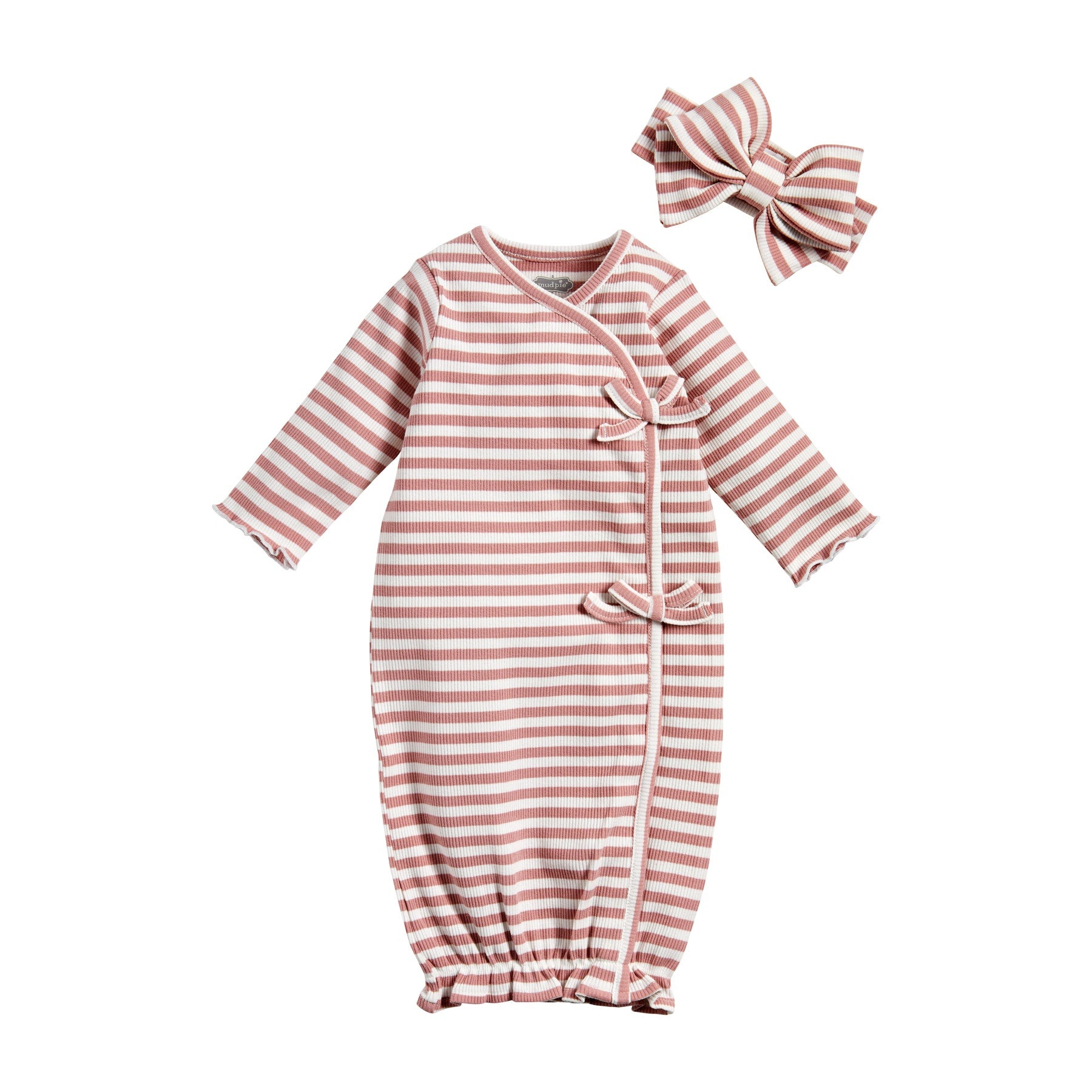 Pink Stripe Sleeper Gown Set