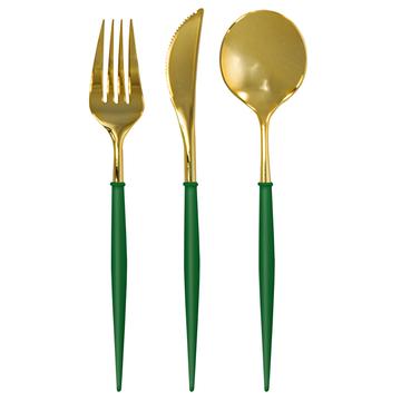 Bella Cutlery | Emerald and Gold 24PC