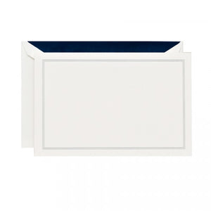 NAVY TRIPLE HAIRLINE CARDS ON PEARL WHITE