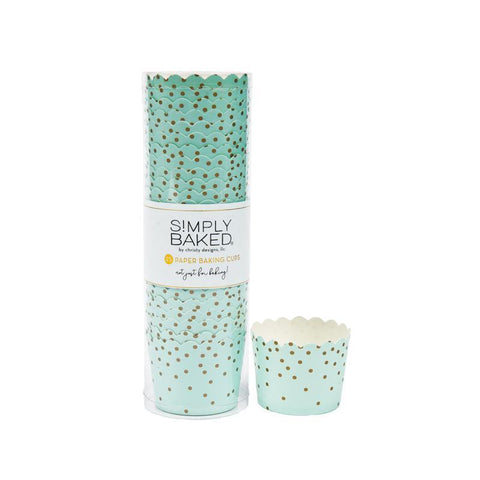 Small Baking Cups |  Mint Gold Dot | 25CT