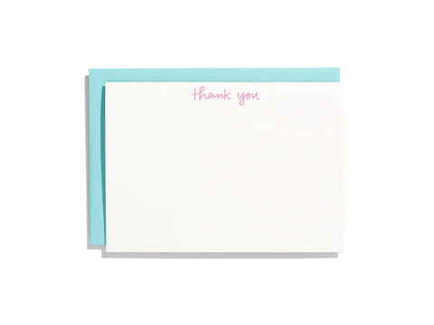 Handwritten Flat Note Box Set | Thank You in Pink