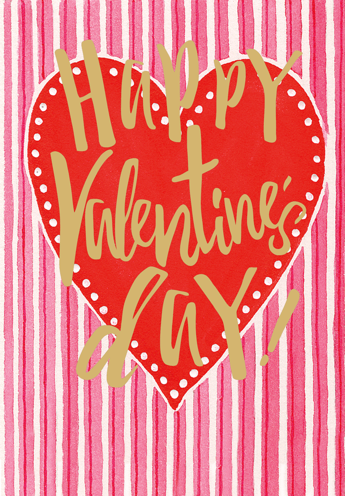 Heart And Stripes - Foil Valentine's Card