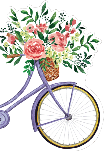 Bicycle With Flowers - Die-Cut Mother's Day Card