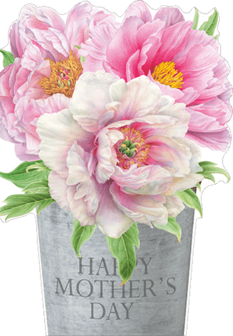 Peonies in Vase - Die-Cut Mother's Day Card