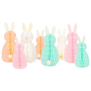 Honeycomb Spring Bunnies Decorations | Set of 8