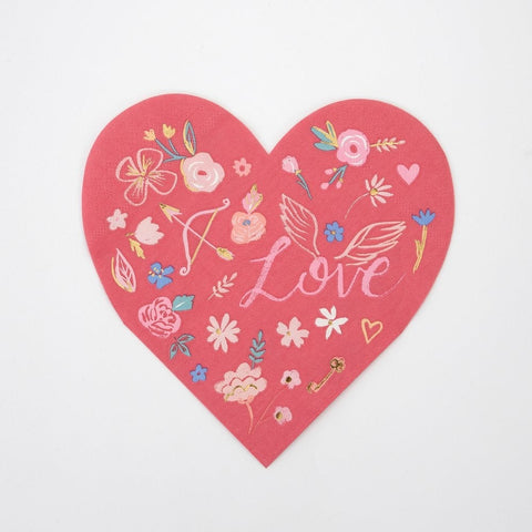 Valentine Heart Die Cut Napkins | 16 Count