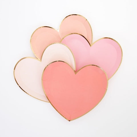 Pink Tone Small Heart Plates | 8 Count
