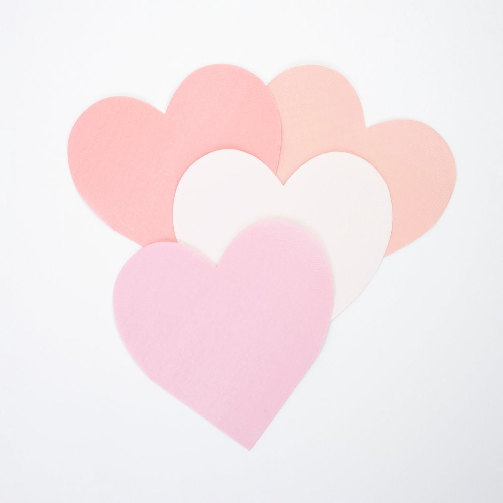 Pink Tone Small Heart Napkins | 20 Count