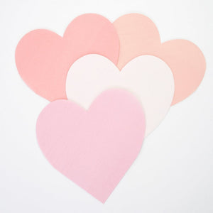 Pink Tone Large Heart Napkins | 20 Count