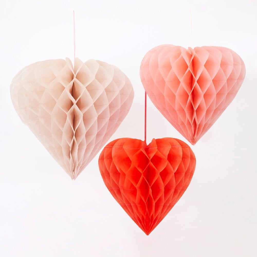 Heart Honeycomb Decorations | Set of 6