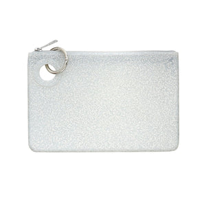 LARGE SILICONE POUCH - SILVER CONFETTI