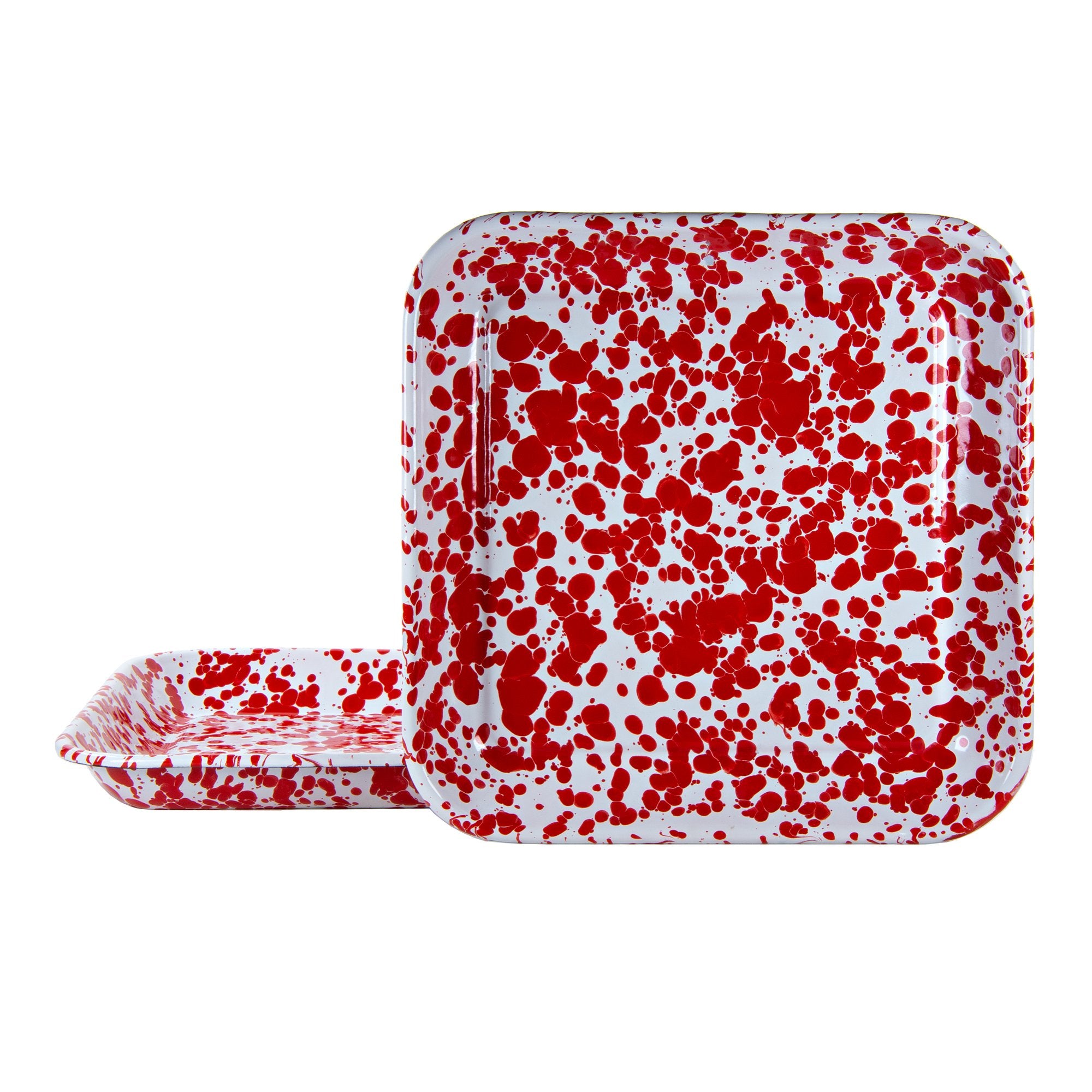 Red Swirl Small Square Tray
