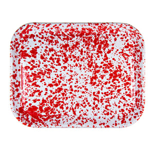 RED SWIRL LARGE RECTANGLE TRAY