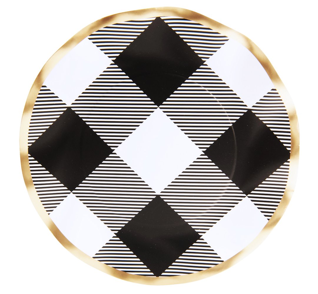 Black Buffalo Check Wavy Salad Plate/8Pk